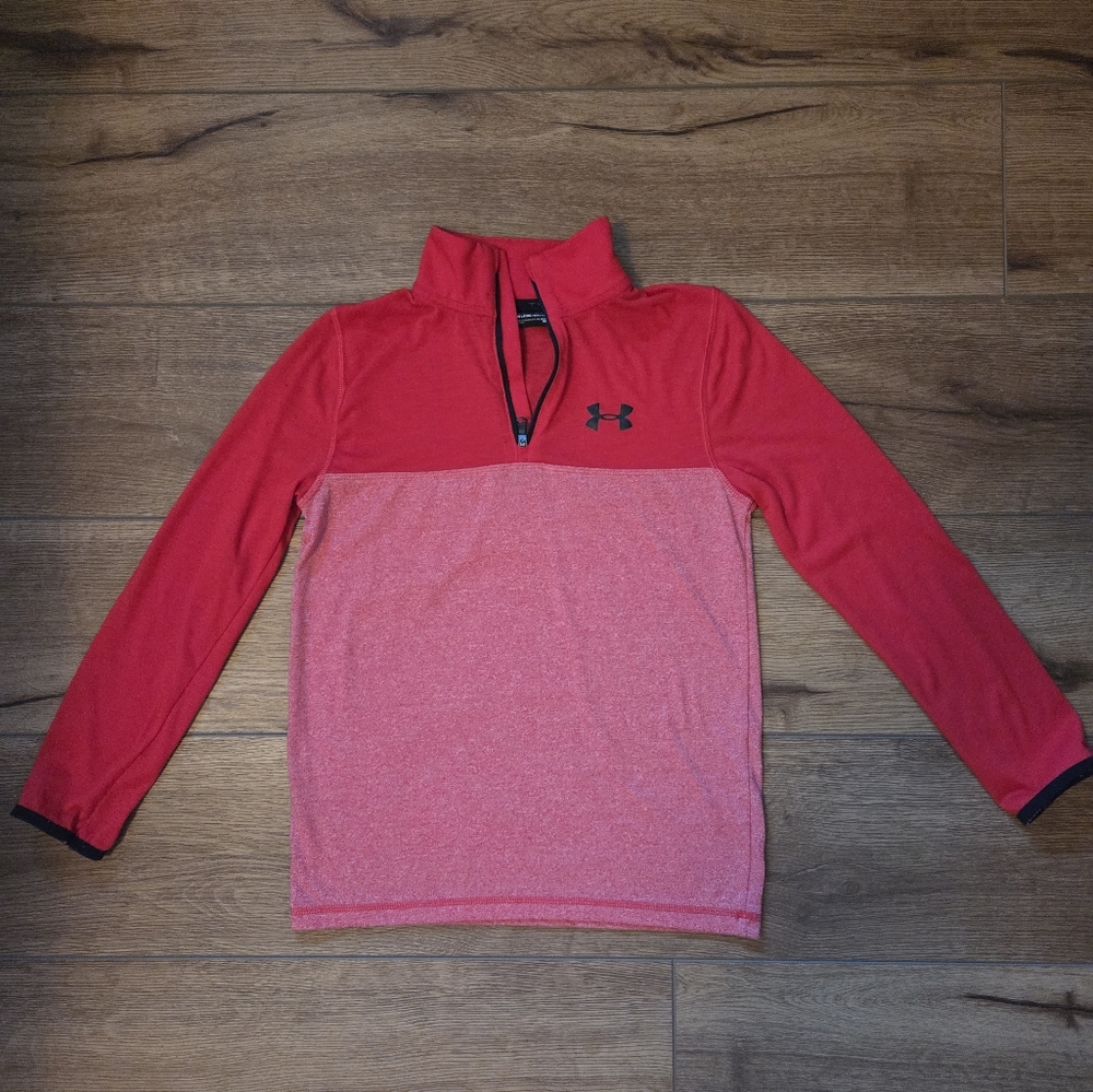 Under Armour Kids' Two-Tone Red Quarter-Zip Lightweight Sweatshirt